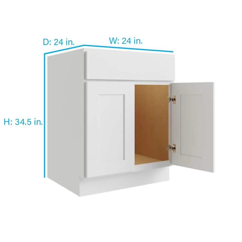 RELIABILT Parkstone 24-in W x 34.5-in H x 24-in D White Sink Base Fully Assembled Plywood Cabinet (Flat Panel Shaker Style), photo 2 of 9