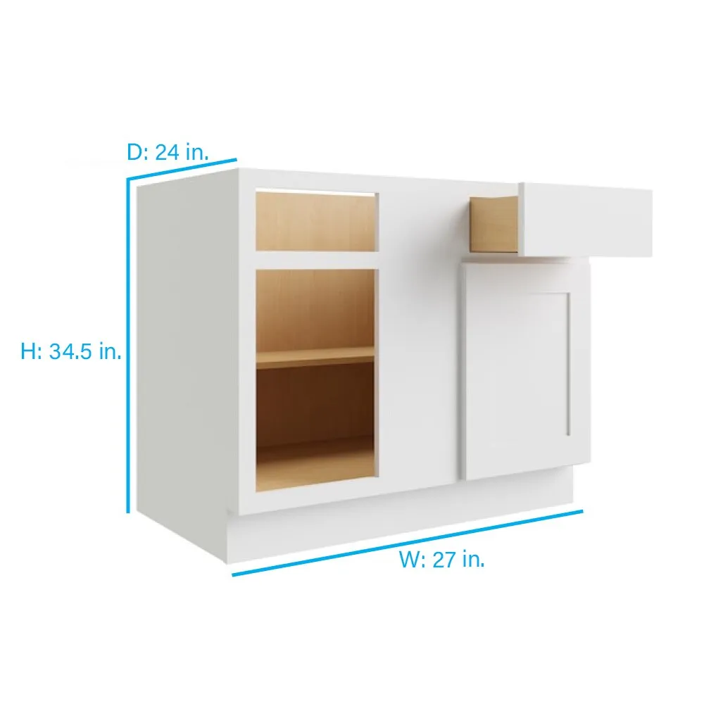 RELIABILT Parkstone 27-in W x 34.5-in H x 24-in D White Blind 1-Drawer Base Fully Assembled Plywood Cabinet (Flat Panel Shaker Style), photo 2 of 9