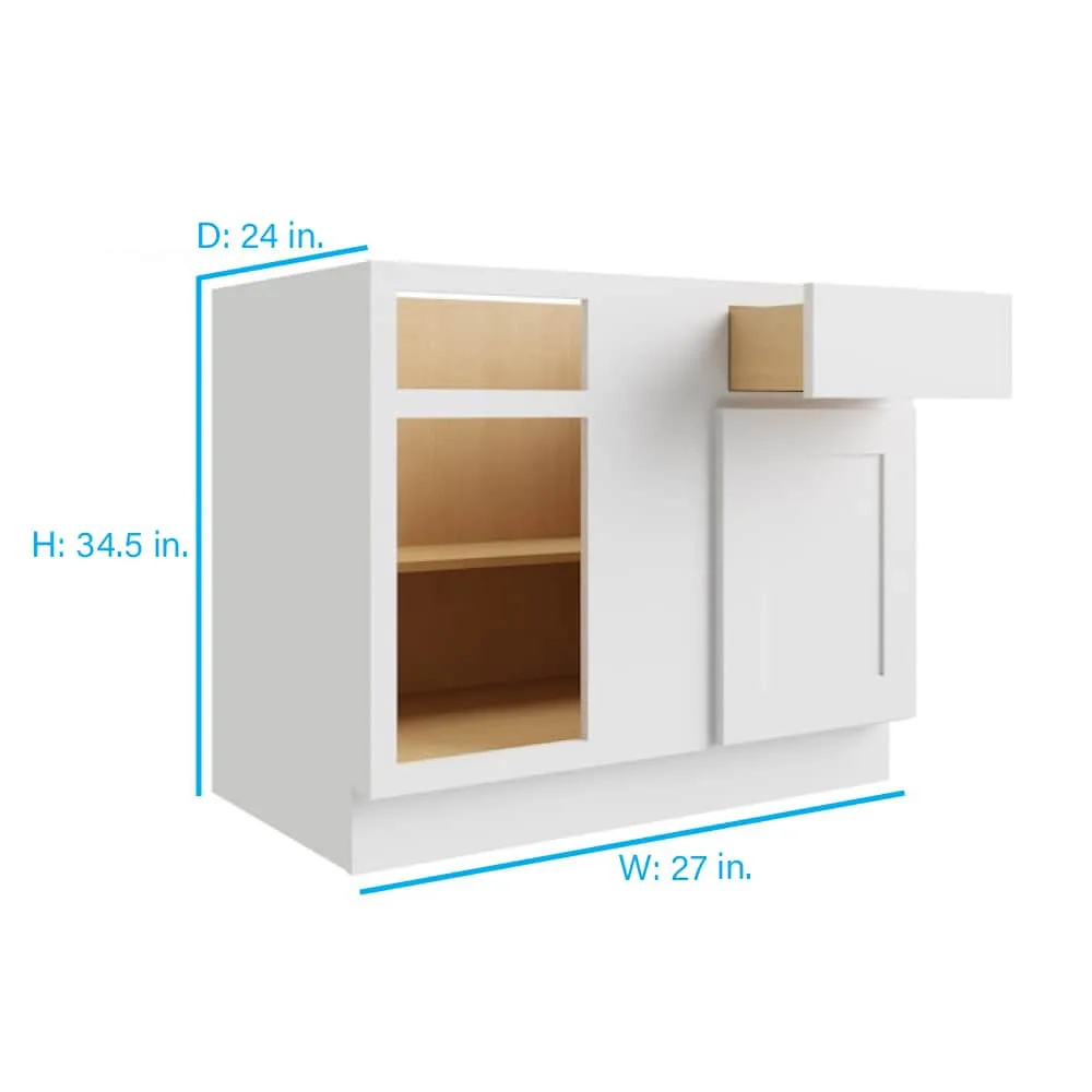 RELIABILT Parkstone 27-in W x 34.5-in H x 24-in D White Blind 1-Drawer Base Fully Assembled Plywood Cabinet (Flat Panel Shaker Style), photo 2 of 2