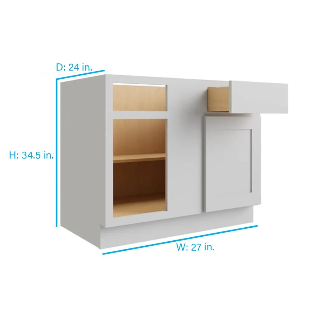 RELIABILT Parkstone 27-in W x 34.5-in H x 24-in D Grey Blind 1-Drawer Base Fully Assembled Plywood Cabinet (Flat Panel Shaker Style), photo 2 of 2
