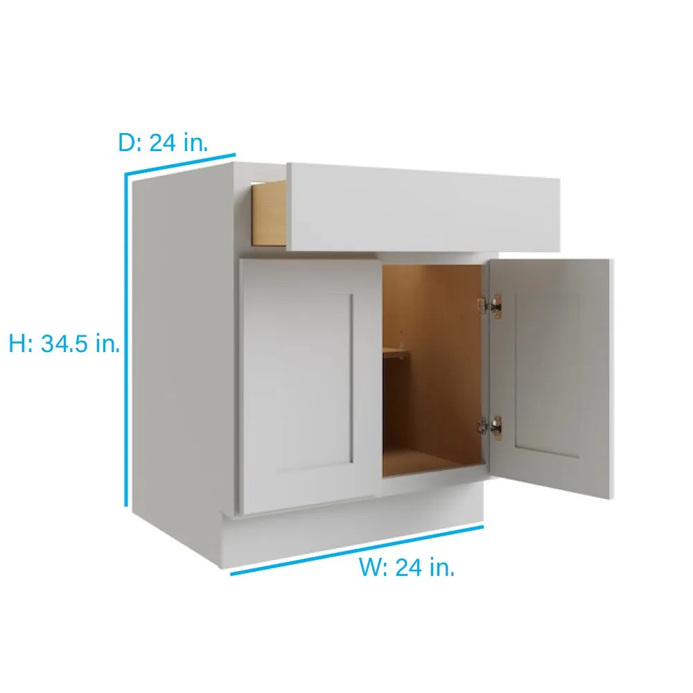 RELIABILT Parkstone 24-in W x 34.5-in H x 24-in D Grey 1-Drawer Base Fully Assembled Plywood Cabinet (Flat Panel Shaker Style), photo 2 of 9