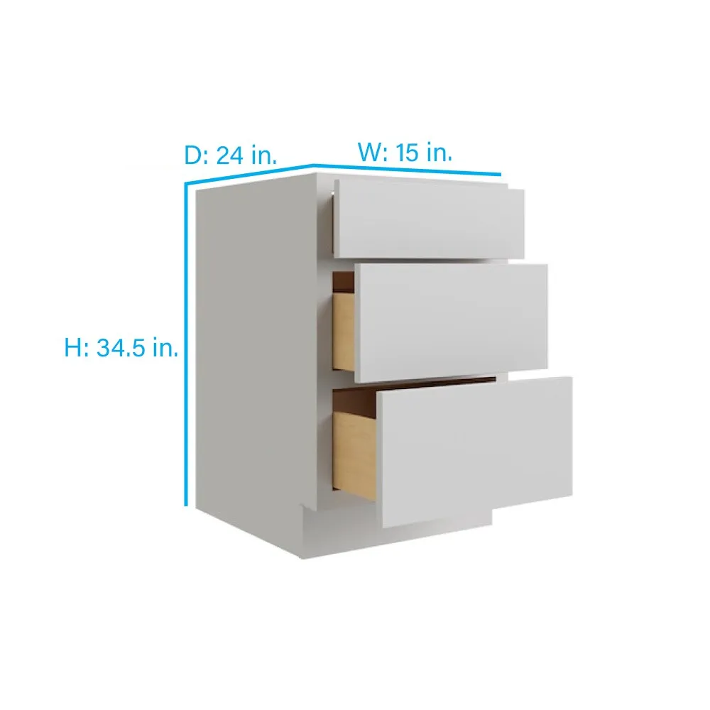 RELIABILT Parkstone 15-in W x 34.5-in H x 24-in D Grey 3-Drawer Base Fully Assembled Plywood Cabinet (Flat Panel Style), photo 2 of 2