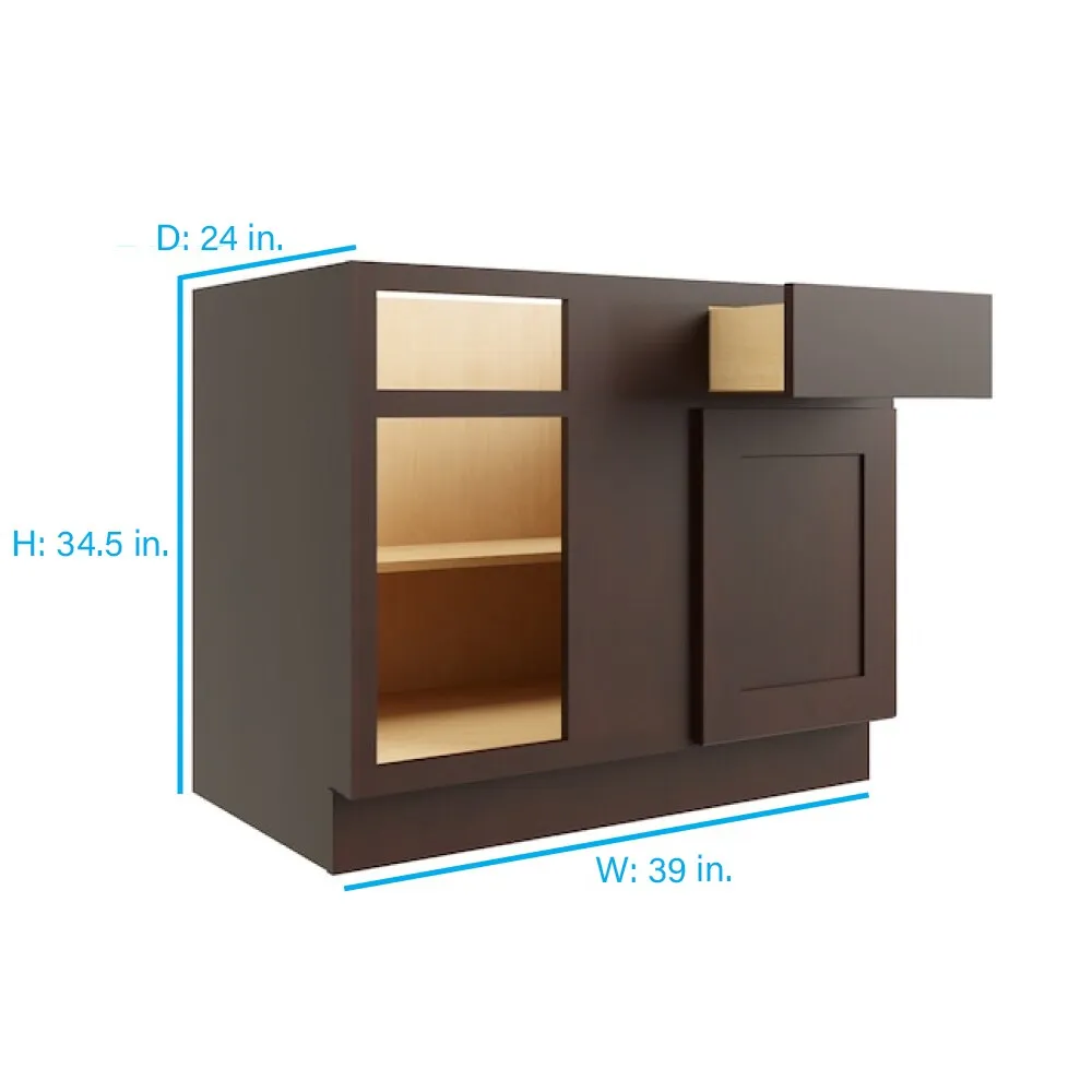 RELIABILT Parkstone 39-in W x 34.5-in H x 24-in D Espresso Blind 1-Drawer Base Fully Assembled Plywood Cabinet (Flat Panel Shaker Style), photo 2 of 7
