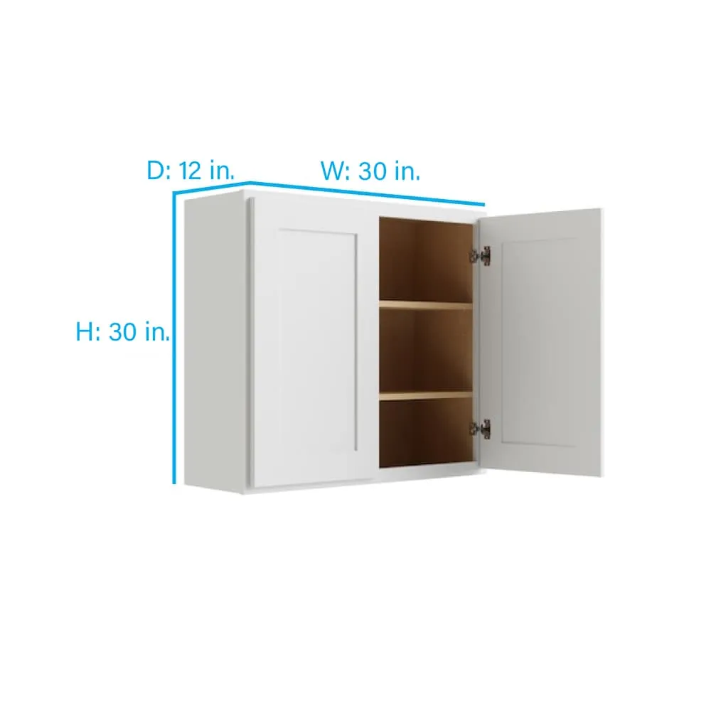 RELIABILT Parkstone 30-in W x 30-in H x 12-in D White Wall Fully Assembled Plywood Cabinet (Shaker Door Style), photo 2 of 2