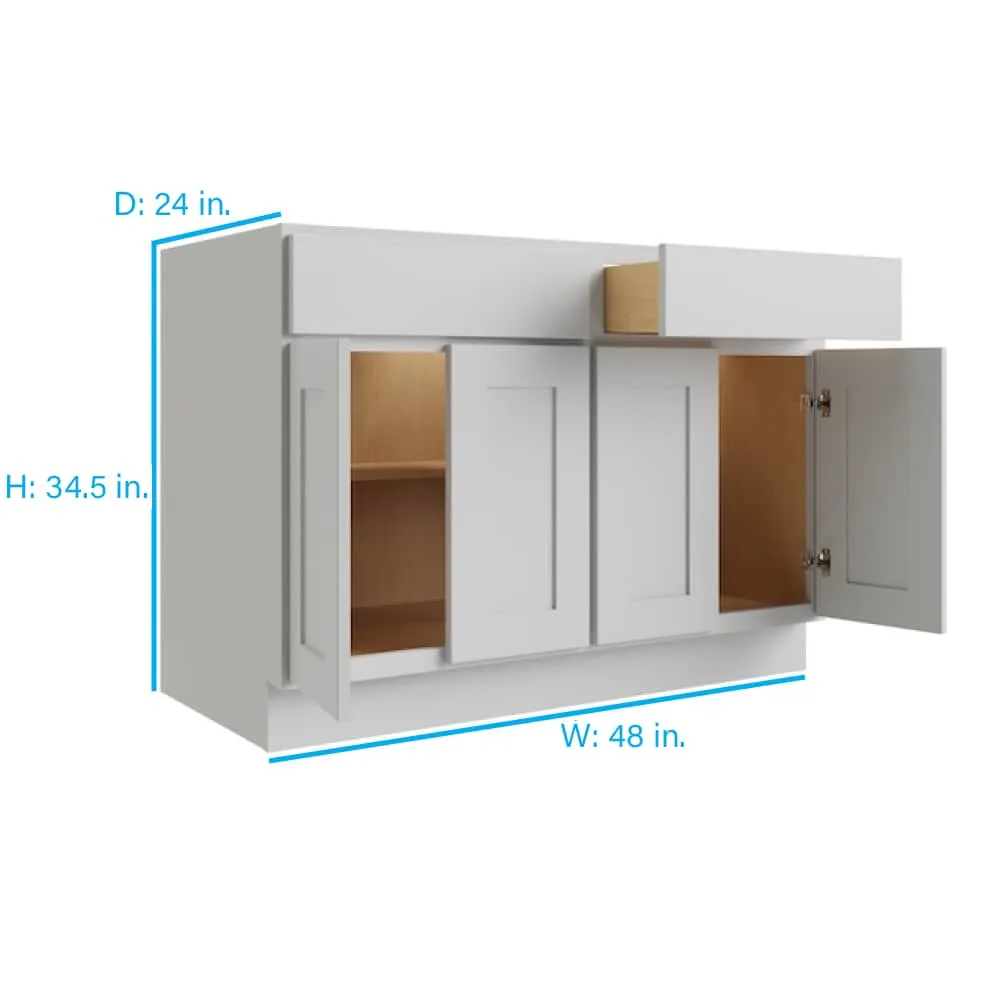RELIABILT Parkstone 48-in W x 34.5-in H x 24-in D Grey 2-Drawers Base Fully Assembled Plywood Cabinet (Flat Panel Shaker Style), photo 2 of 2