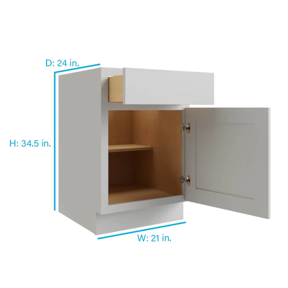 RELIABILT Parkstone 21-in W x 34.5-in H x 24-in D Grey 1-Drawer Base Fully Assembled Plywood Cabinet (Flat Panel Shaker Style), photo 2 of 2