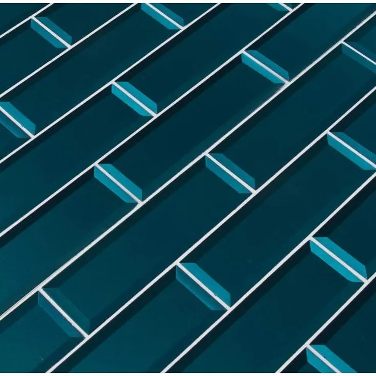 MSI Verde Azul Beveled 2.5 in. x 9 in. x 8mm Glossy Glass Blue Subway Tile (5.6 sq. ft. / case), photo 5 of 5