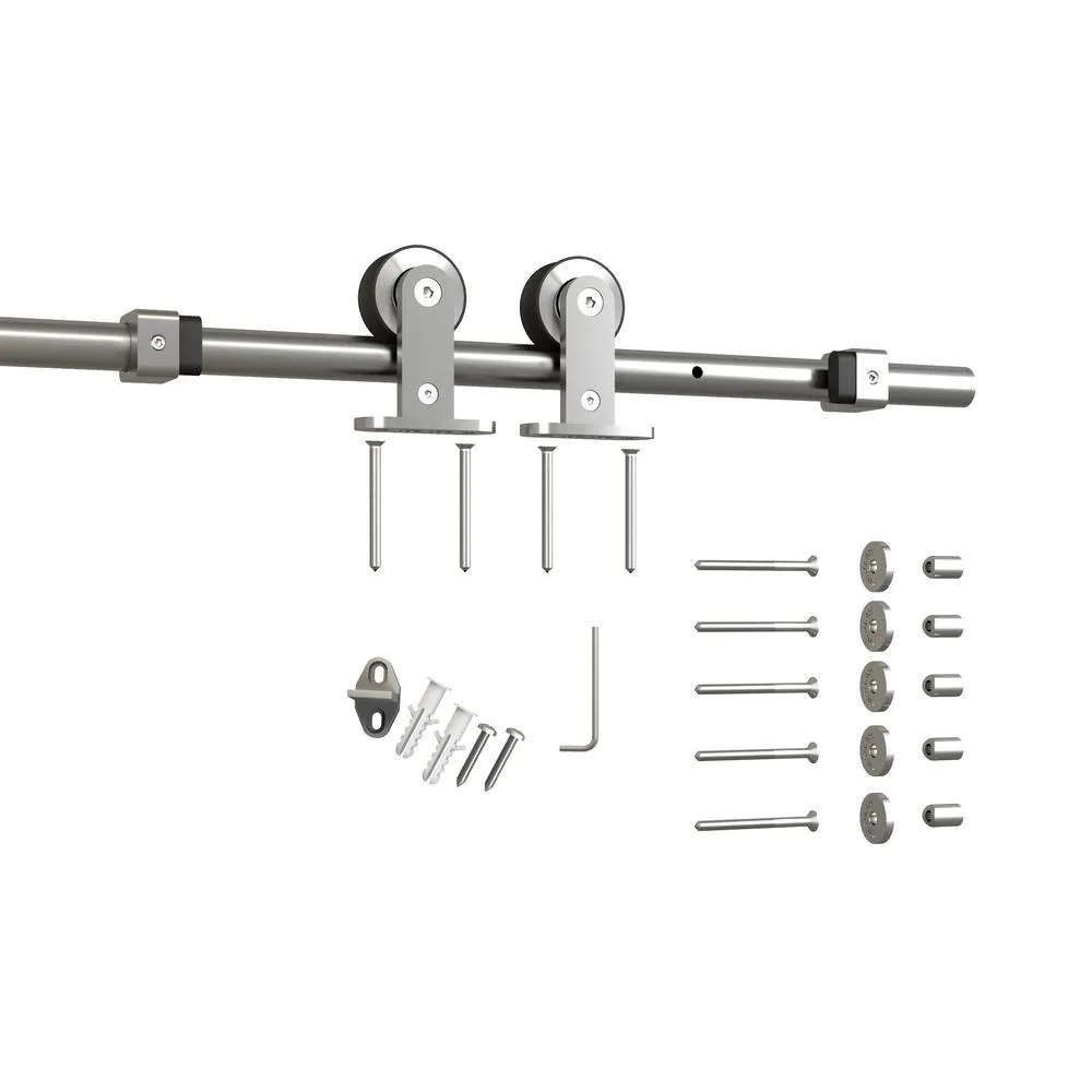 CALHOME 30 in. x 80 in. White Primed Composite Wood Barn Door Slab with Hardware Set, photo 2 of 5