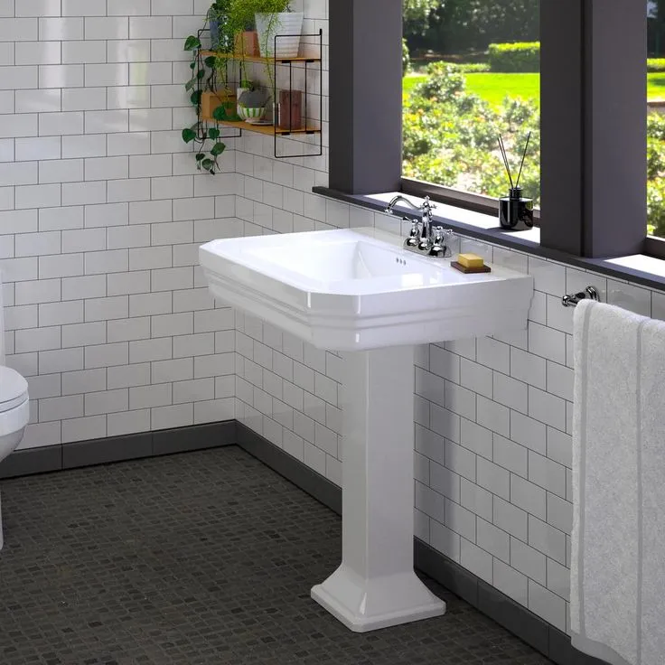 Barclay Products Corbin Pedestal Sink Combo in White with 4 in. Centerset Faucet Holes, photo 6 of 6