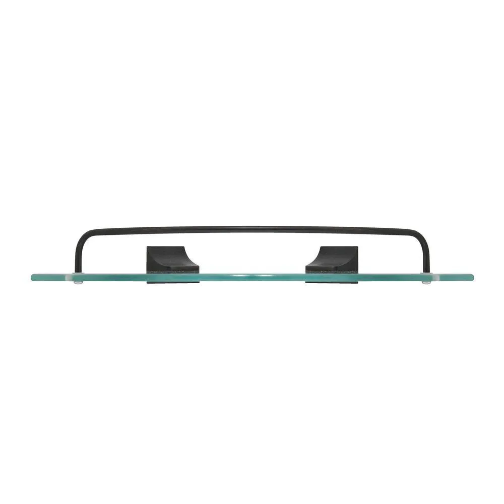 MODONA 9.5 in. x 9.5 in. Glass Corner Shelf with Pre-Installed Rails in Rubbed Bronze, photo 3 of 7