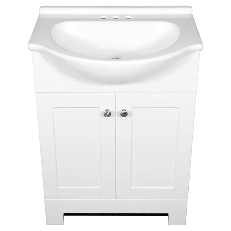 Style Selections Euro 24-in White Single Sink Bathroom Vanity with White Cultured Marble Top, photo 2 of 10
