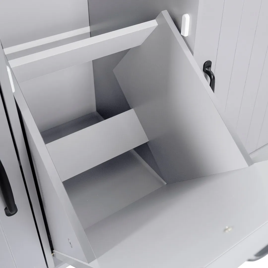 SINOFURN Gray Mdf Base with Mdf Wood Top Rolling Kitchen Cart (20.6-in x 51-in x 35-in), photo 12 of 20