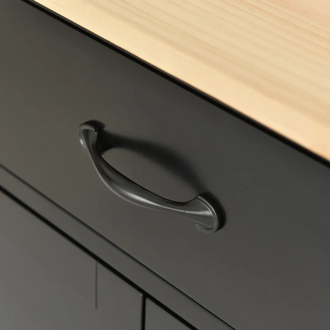 SINOFURN Black Mdf Base with Wood Top Rolling Kitchen Cart (18.5-in x 54.33-in x 36.22-in), photo 16 of 20