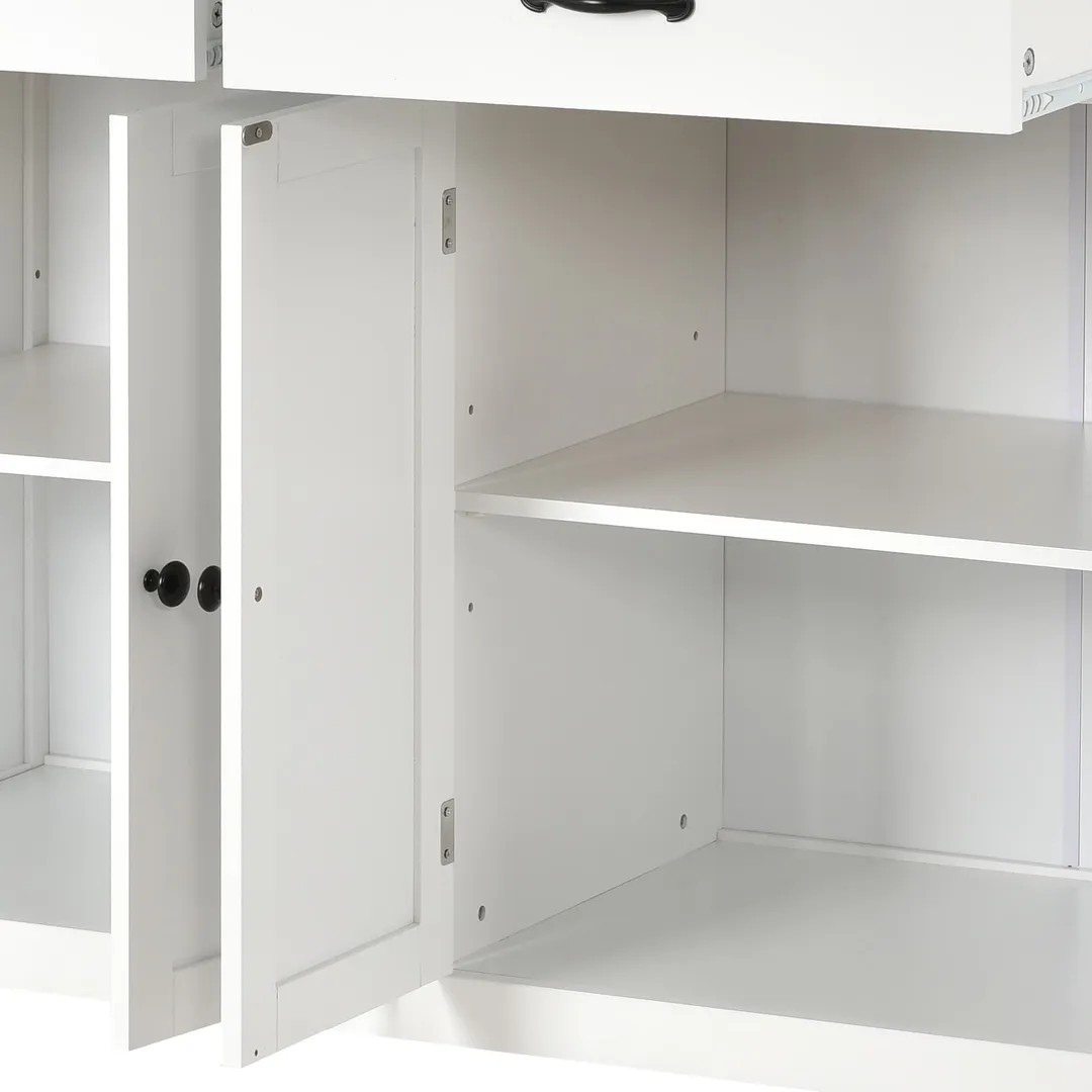 SINOFURN White Mdf Base with Wood Top Rolling Kitchen Cart (18.5-in x 54.33-in x 36.22-in), photo 7 of 20
