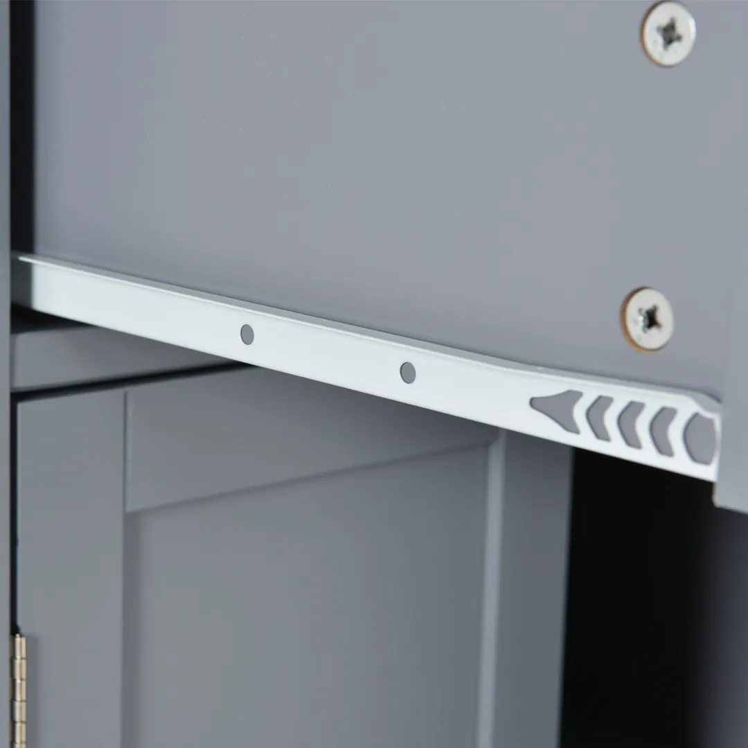 SINOFURN Gray Mdf Base with Wood Top Rolling Kitchen Cart (18.5-in x 54.33-in x 36.22-in), photo 7 of 20