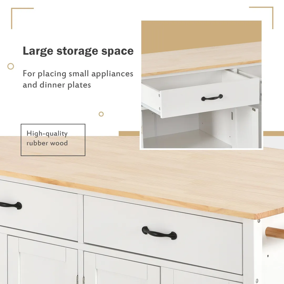 SINOFURN White Mdf Base with Wood Top Rolling Kitchen Cart (18.5-in x 54.33-in x 36.22-in), photo 13 of 20