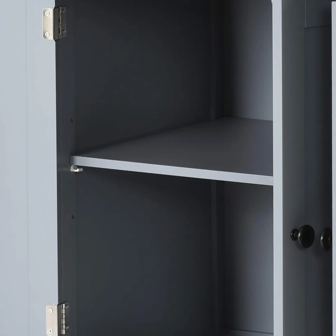SINOFURN Gray Mdf Base with Wood Top Rolling Kitchen Cart (18.5-in x 54.33-in x 36.22-in), photo 13 of 20