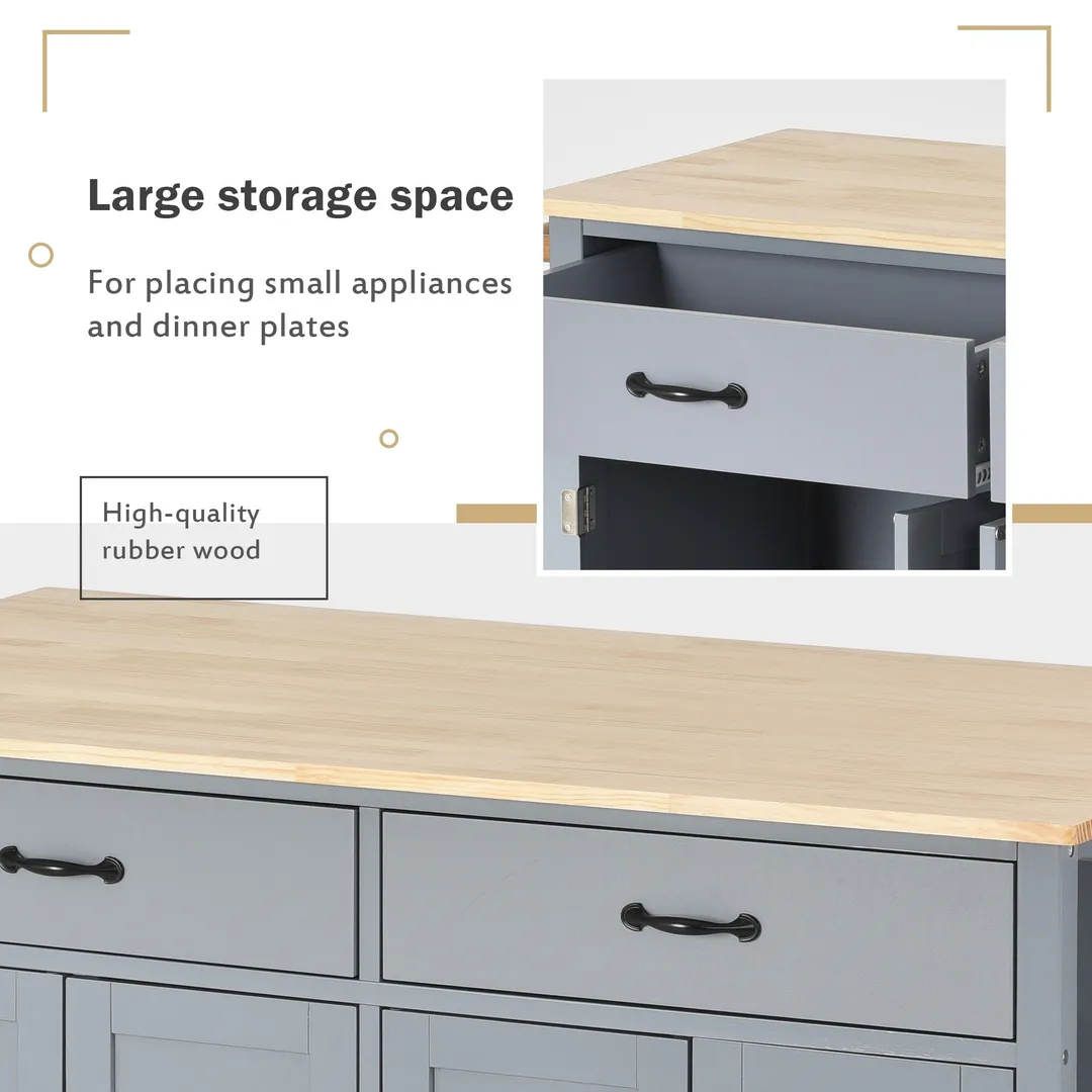 SINOFURN Gray Mdf Base with Wood Top Rolling Kitchen Cart (18.5-in x 54.33-in x 36.22-in), photo 16 of 20