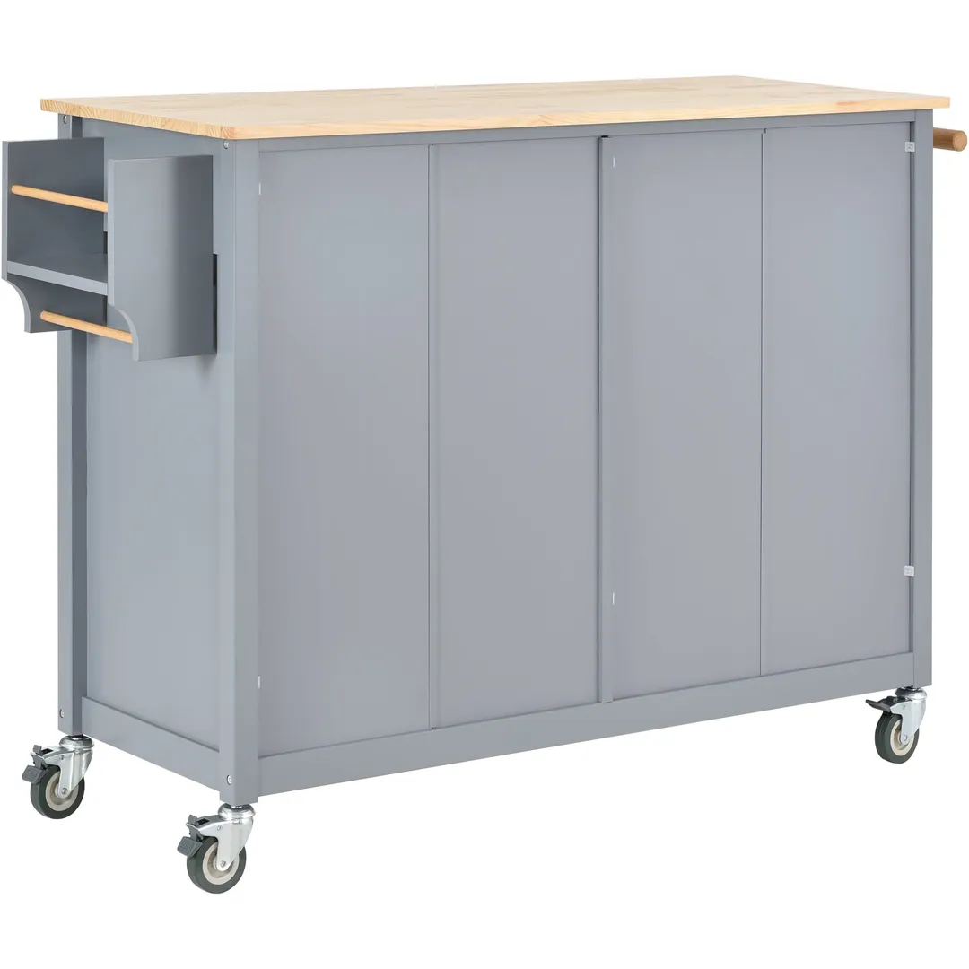 SINOFURN Gray Mdf Base with Wood Top Rolling Kitchen Cart (18.5-in x 54.33-in x 36.22-in), photo 18 of 20