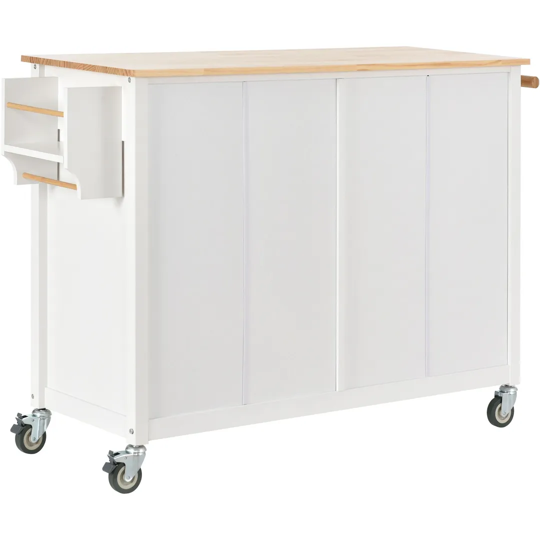 SINOFURN White Mdf Base with Wood Top Rolling Kitchen Cart (18.5-in x 54.33-in x 36.22-in), photo 19 of 20