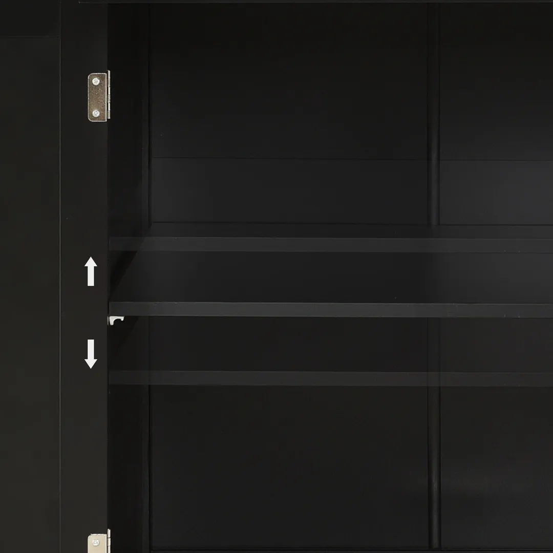 SINOFURN Black Mdf Base with Wood Top Rolling Kitchen Cart (18.5-in x 54.33-in x 36.22-in), photo 13 of 20