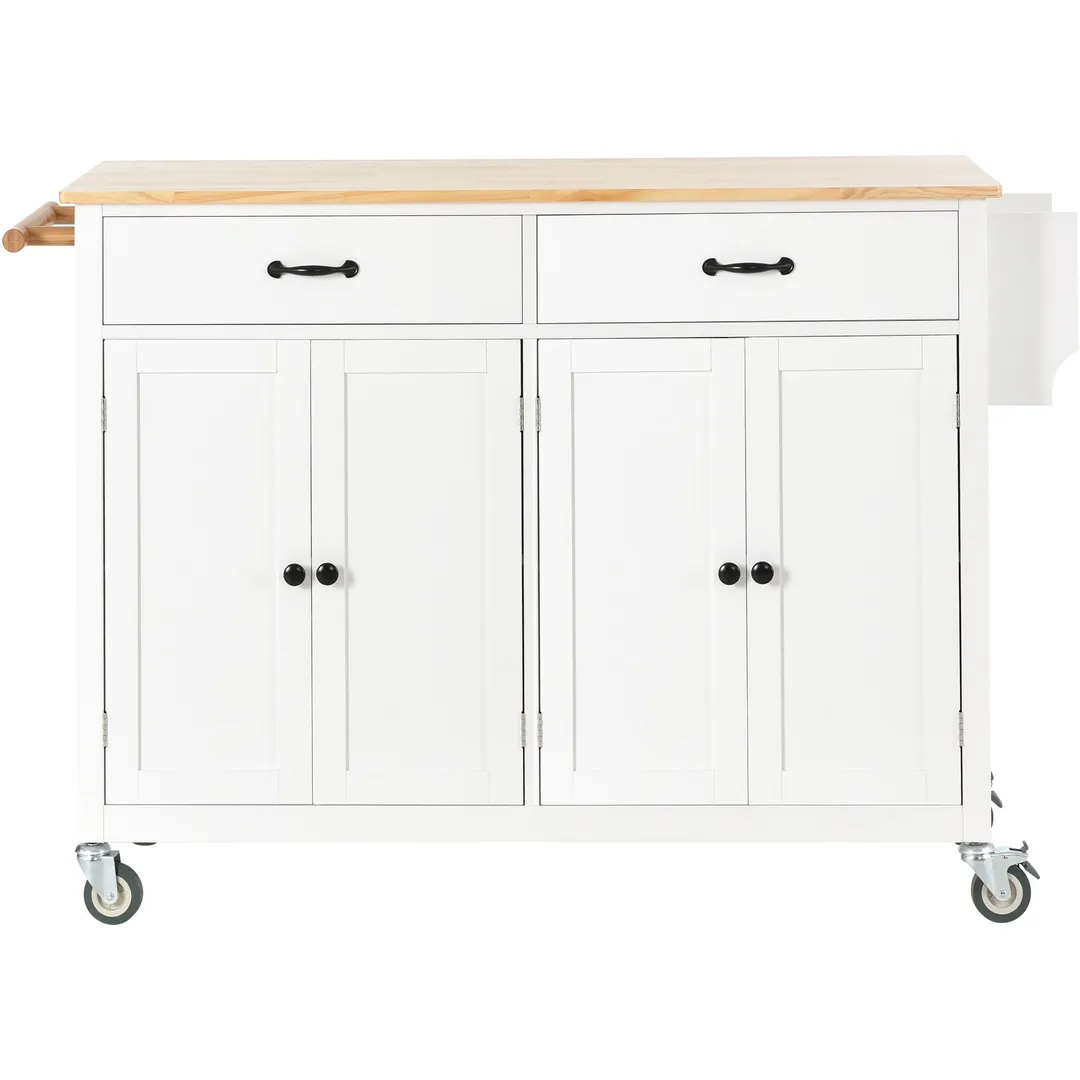 SINOFURN White Mdf Base with Wood Top Rolling Kitchen Cart (18.5-in x 54.33-in x 36.22-in), photo 10 of 20