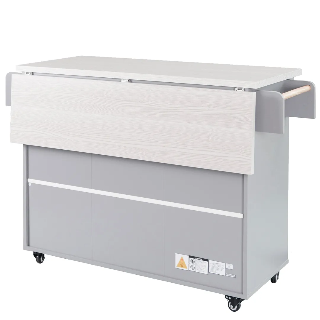 SINOFURN Gray Mdf Base with Mdf Wood Top Rolling Kitchen Cart (20.6-in x 51-in x 35-in), photo 6 of 20