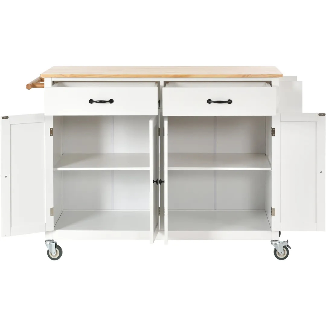 SINOFURN White Mdf Base with Wood Top Rolling Kitchen Cart (18.5-in x 54.33-in x 36.22-in), photo 3 of 20