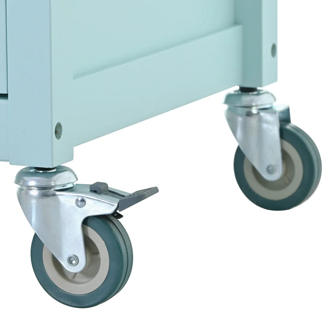 SINOFURN Blue Mdf Base with Wood Top Rolling Kitchen Cart (18.5-in x 54.33-in x 36.22-in), photo 20 of 20