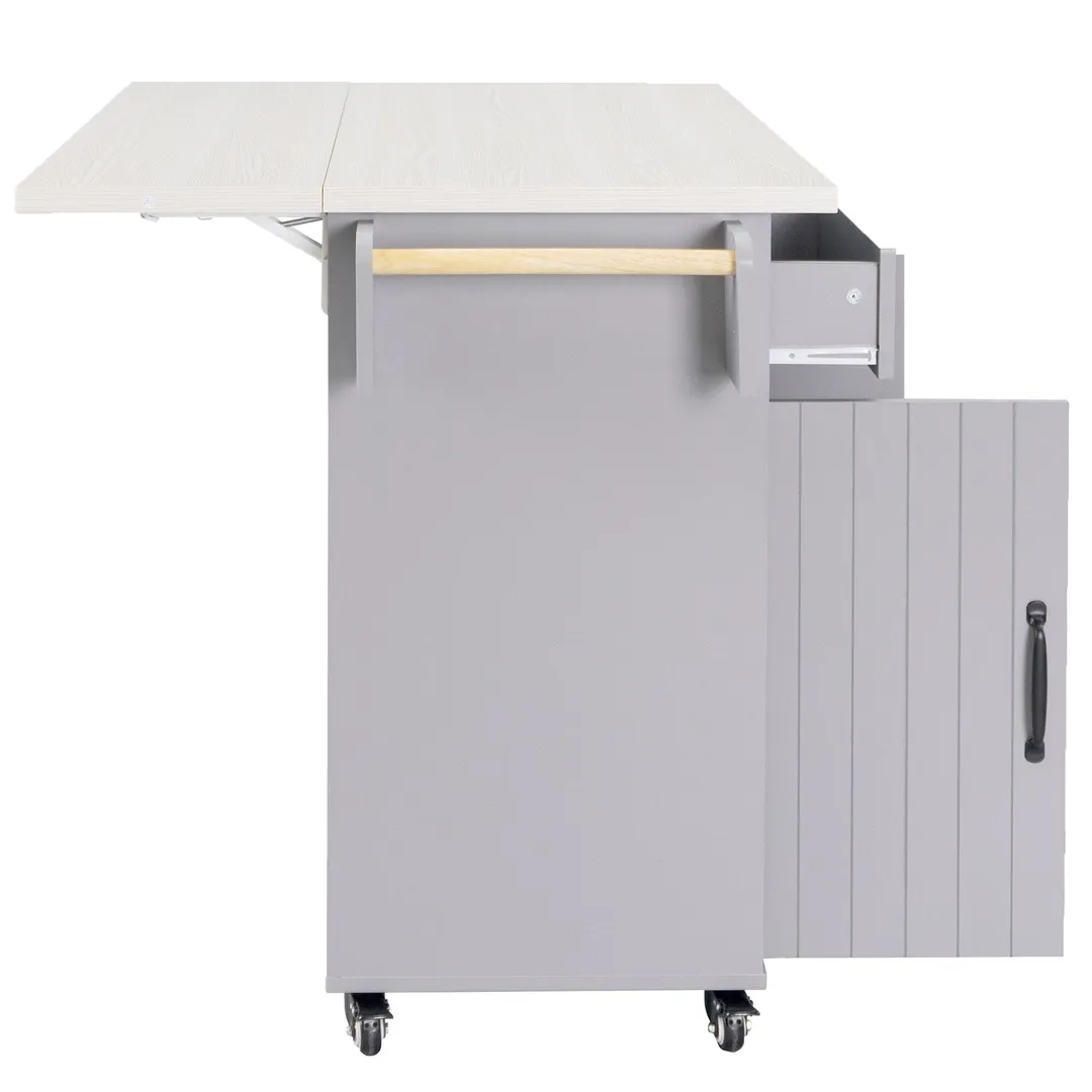 SINOFURN Gray Mdf Base with Mdf Wood Top Rolling Kitchen Cart (20.6-in x 51-in x 35-in), photo 13 of 20