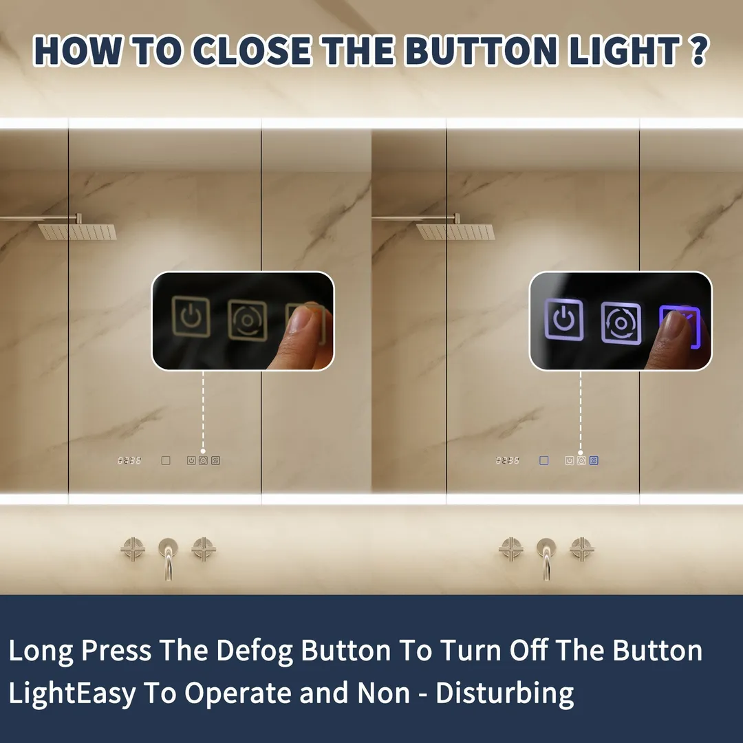 ExBrite 20-in x 32-in Lighted LED Fog Free Surface/Recessed Mount Silver Mirrored Soft Close Medicine Cabinet with Outlet, photo 6 of 20