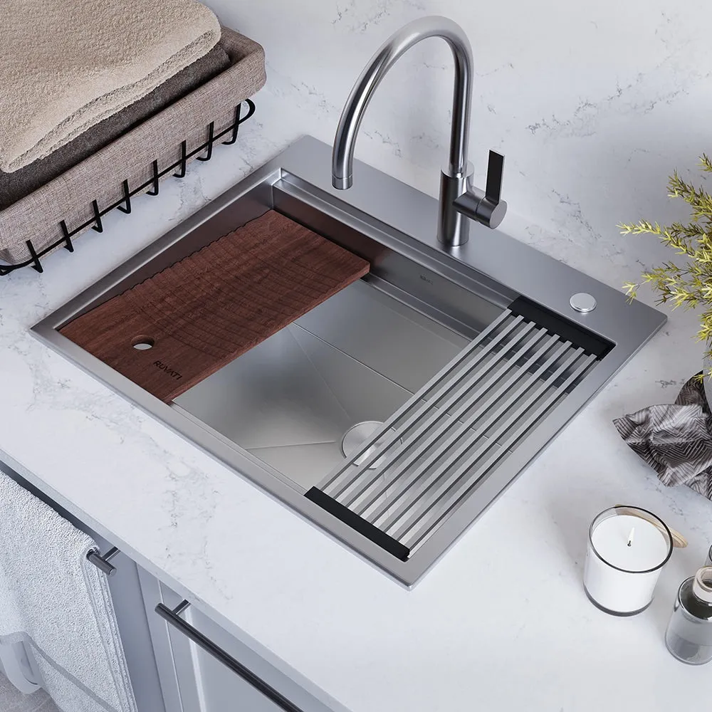 Ruvati Stainless Steel Undermount Laundry Sink with Drain - 21" x 18", photo 14 of 34