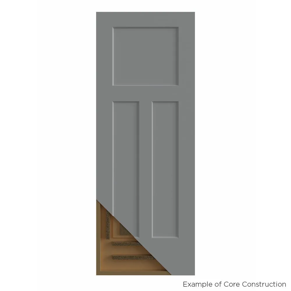 Masonite 24-in x 80-in Primed White 3-Panel Craftsman Hollow Core Molded Composite Left-Hand Inswing Single Prehung Interior Door, photo 5 of 8