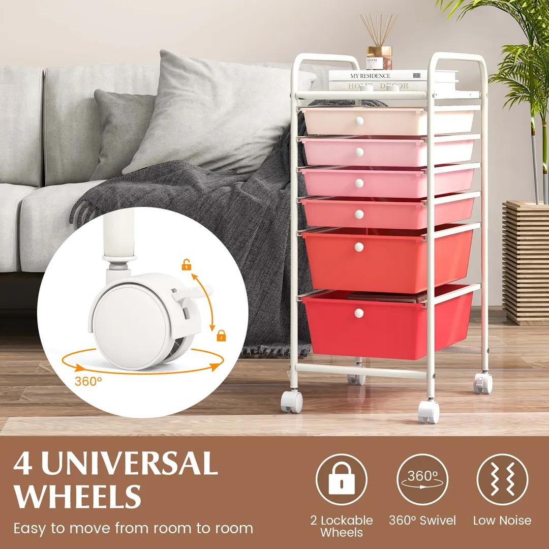 Costway White Metal Base with Plastic Metal Top Rolling Kitchen Cart (17-in x 13.5-in x 30-in), photo 5 of 9