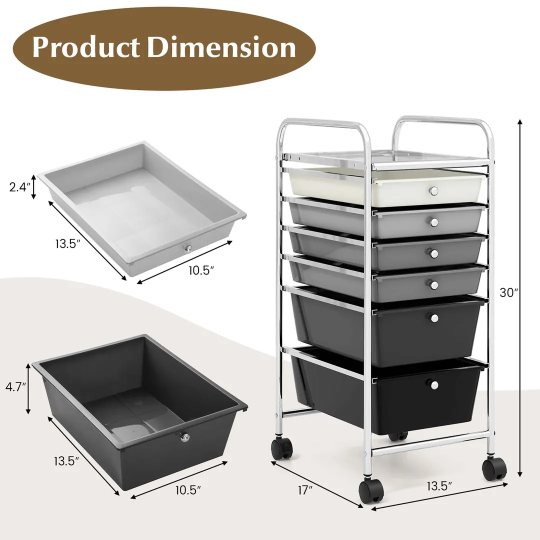 Costway White Metal Base with Plastic Metal Top Rolling Kitchen Cart (17-in x 13.5-in x 30-in), photo 2 of 10