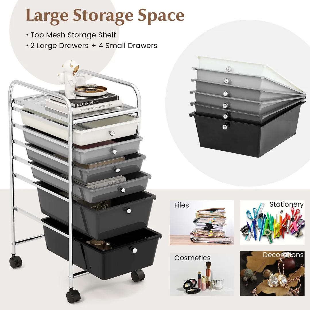 Costway White Metal Base with Plastic Metal Top Rolling Kitchen Cart (17-in x 13.5-in x 30-in), photo 3 of 10