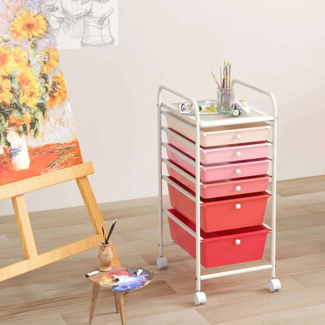Costway White Metal Base with Plastic Metal Top Rolling Kitchen Cart (17-in x 13.5-in x 30-in), photo 9 of 9