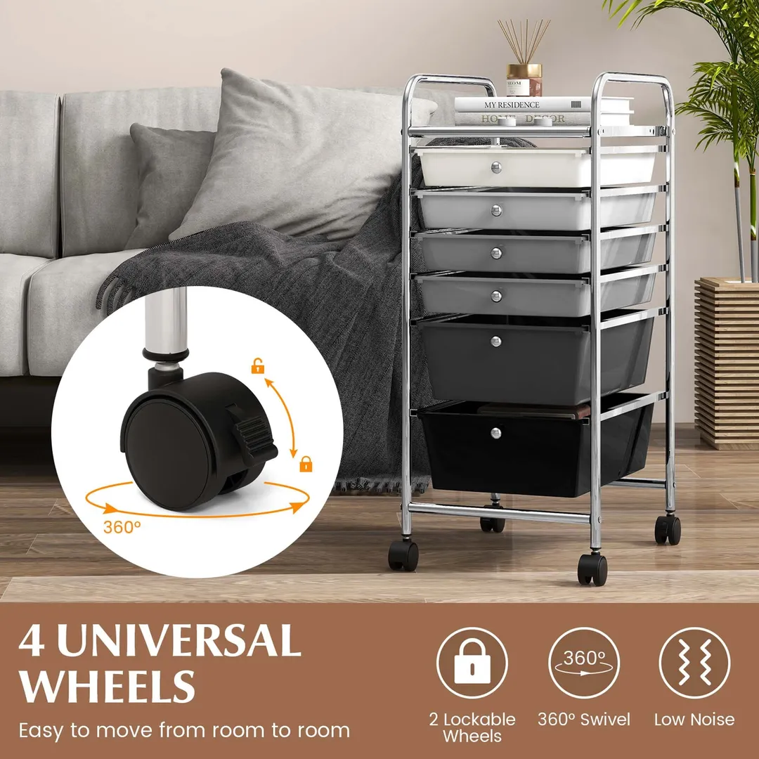 Costway White Metal Base with Plastic Metal Top Rolling Kitchen Cart (17-in x 13.5-in x 30-in), photo 5 of 10