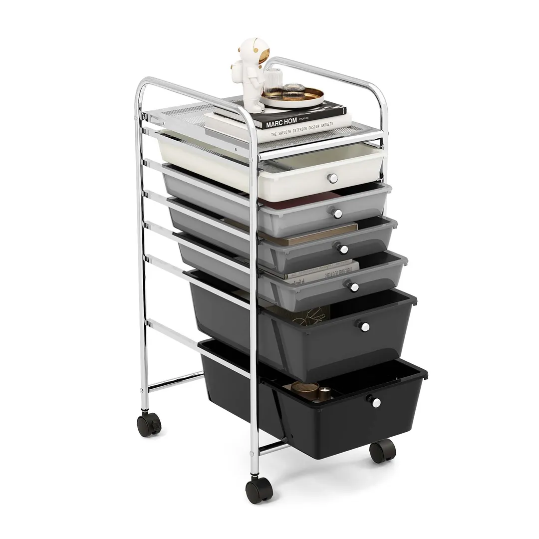 Costway White Metal Base with Plastic Metal Top Rolling Kitchen Cart (17-in x 13.5-in x 30-in), photo 10 of 10