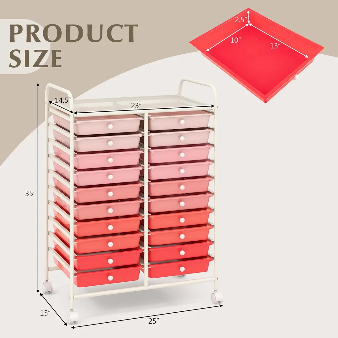 Costway White Metal Base with Plastic Metal Top Rolling Kitchen Cart (15-in x 25-in x 35-in), photo 2 of 9