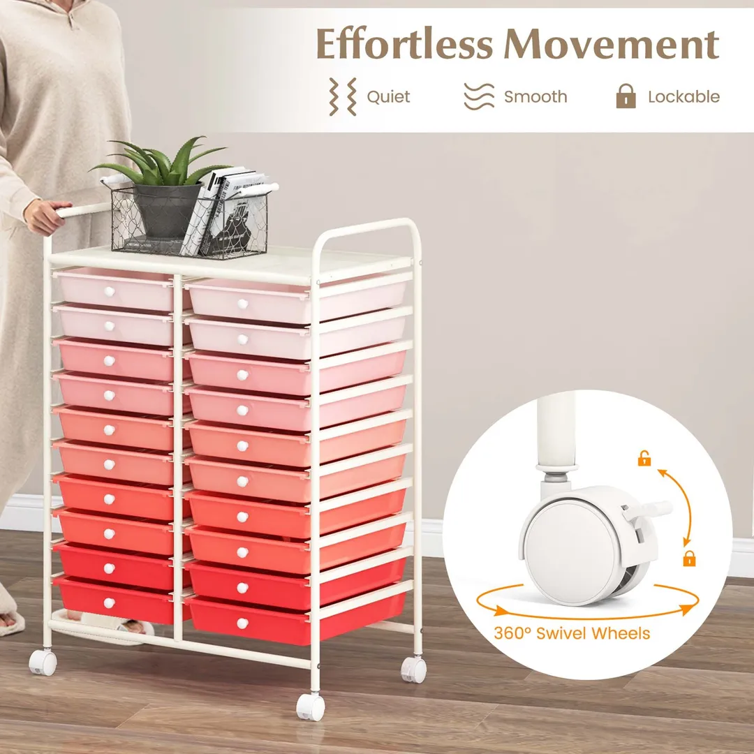 Costway White Metal Base with Plastic Metal Top Rolling Kitchen Cart (15-in x 25-in x 35-in), photo 3 of 9