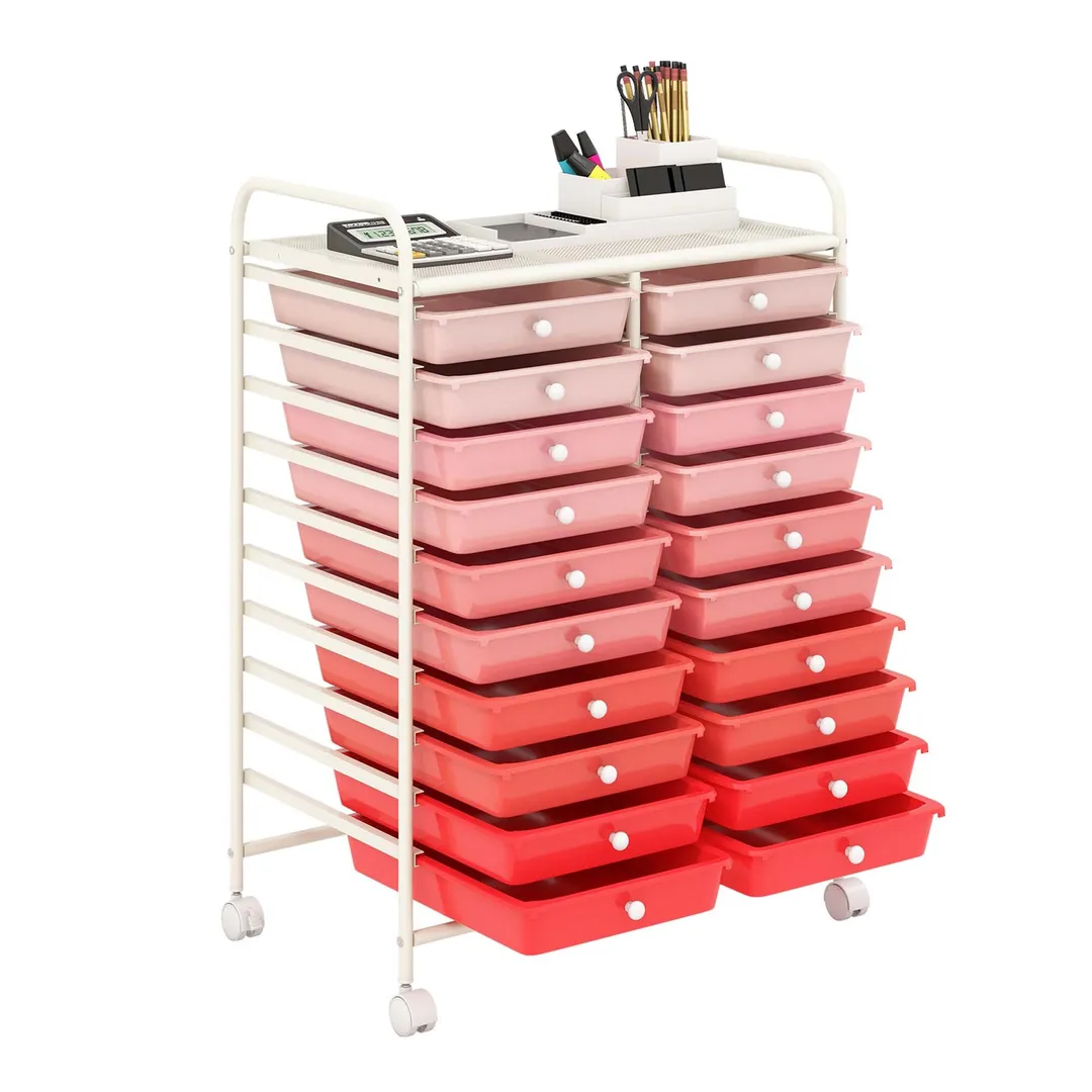 Costway White Metal Base with Plastic Metal Top Rolling Kitchen Cart (15-in x 25-in x 35-in), photo 7 of 9
