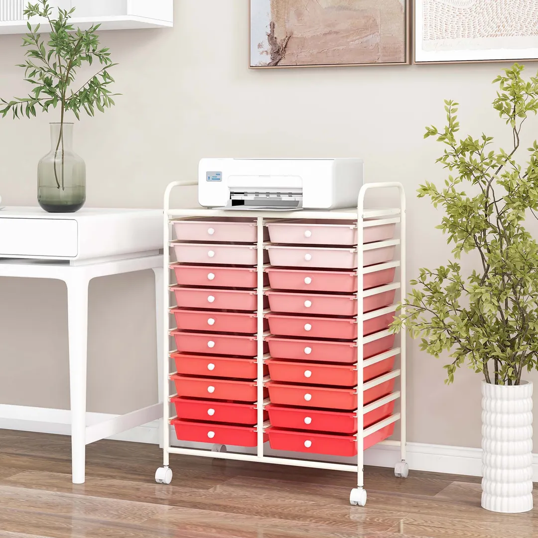 Costway White Metal Base with Plastic Metal Top Rolling Kitchen Cart (15-in x 25-in x 35-in), photo 6 of 9