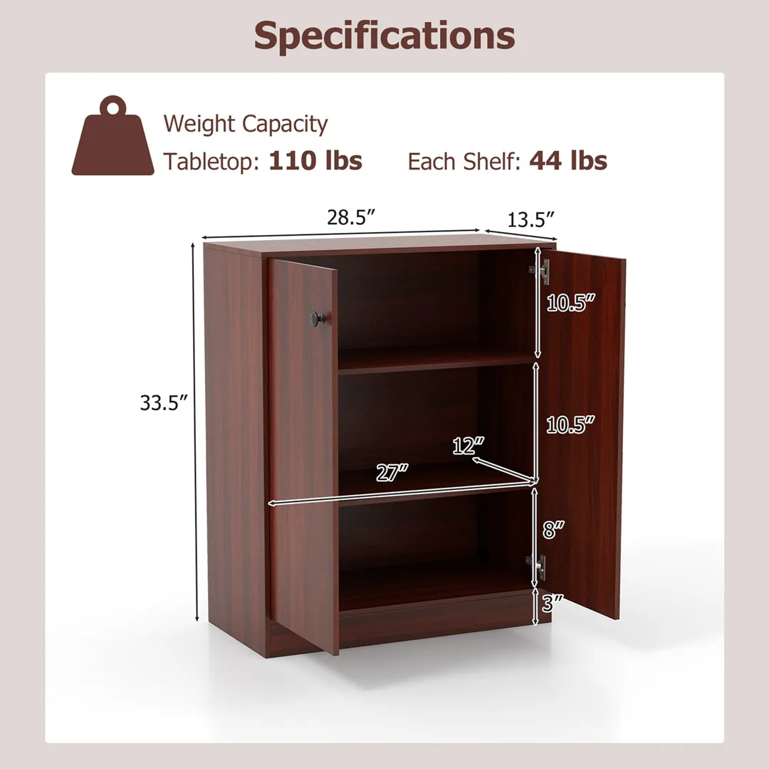 Costway 13.5-in W x 33.5-in H Wood Brown Freestanding Utility Storage Cabinet, photo 2 of 9