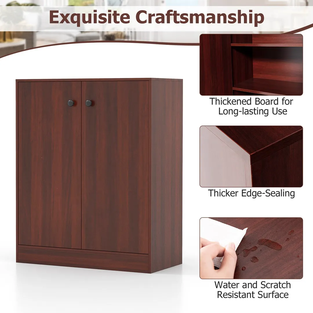 Costway 13.5-in W x 33.5-in H Wood Brown Freestanding Utility Storage Cabinet, photo 3 of 9