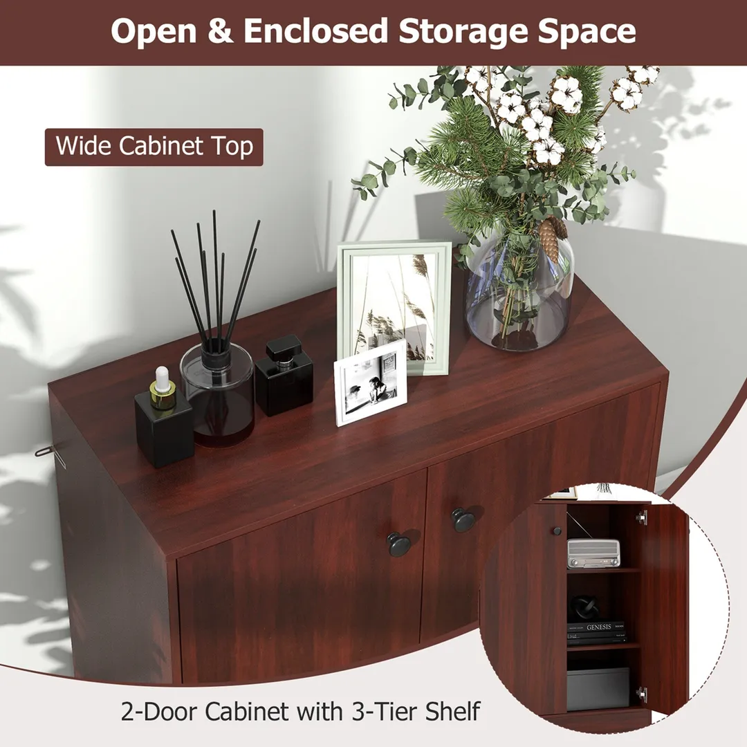 Costway 13.5-in W x 33.5-in H Wood Brown Freestanding Utility Storage Cabinet, photo 4 of 9
