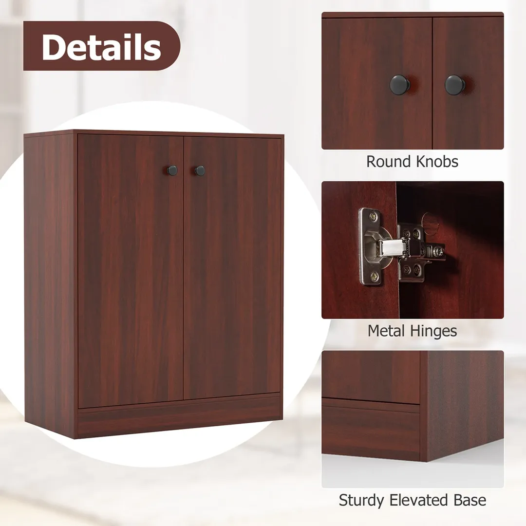 Costway 13.5-in W x 33.5-in H Wood Brown Freestanding Utility Storage Cabinet, photo 6 of 9