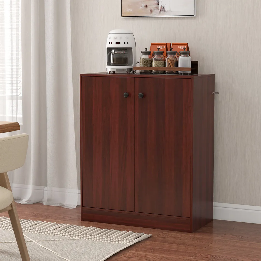 Costway 13.5-in W x 33.5-in H Wood Brown Freestanding Utility Storage Cabinet, photo 8 of 9