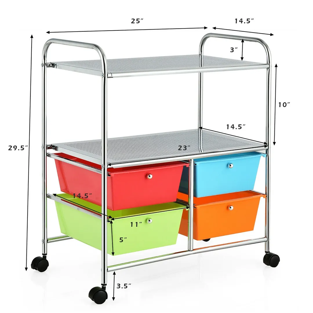 Costway Stainless Steel Base with Plastic Metal Top Rolling Kitchen Cart (14.5-in x 25-in x 29.5-in), photo 2 of 9