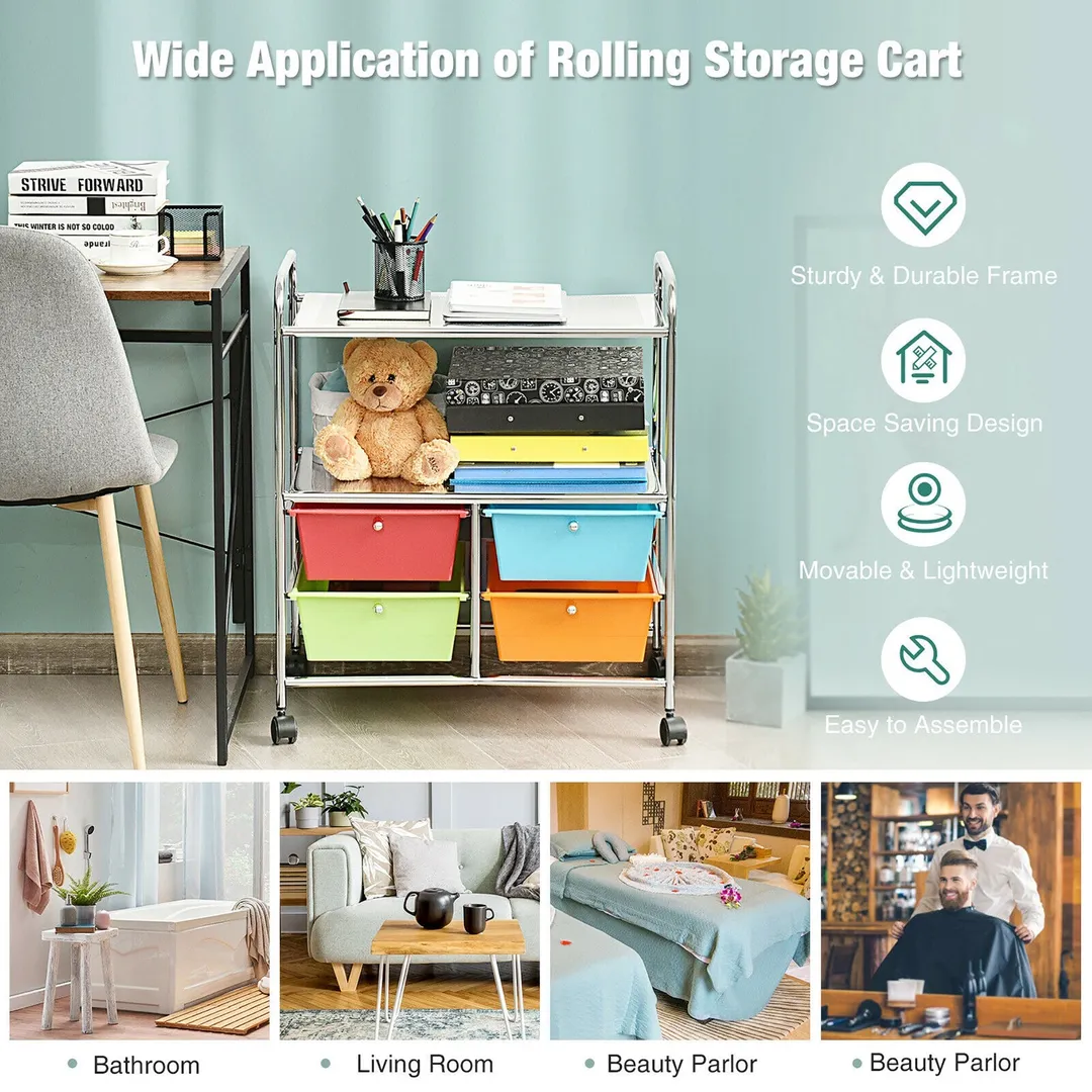Costway Stainless Steel Base with Plastic Metal Top Rolling Kitchen Cart (14.5-in x 25-in x 29.5-in), photo 4 of 9